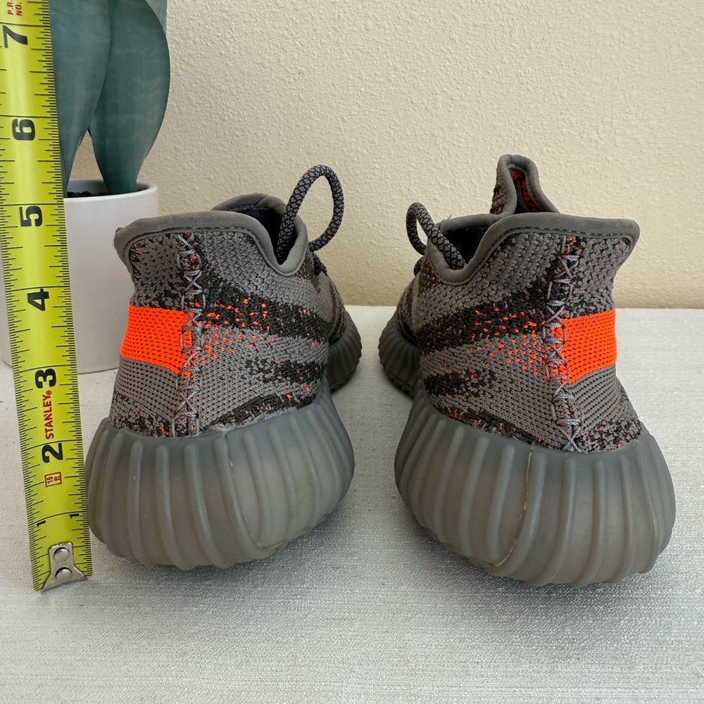 Adidas Yeezy Boost SPLY-350 V2 Beluga Reflective Gray Mesh w/Orange Sneakers - Picture 10 of 14